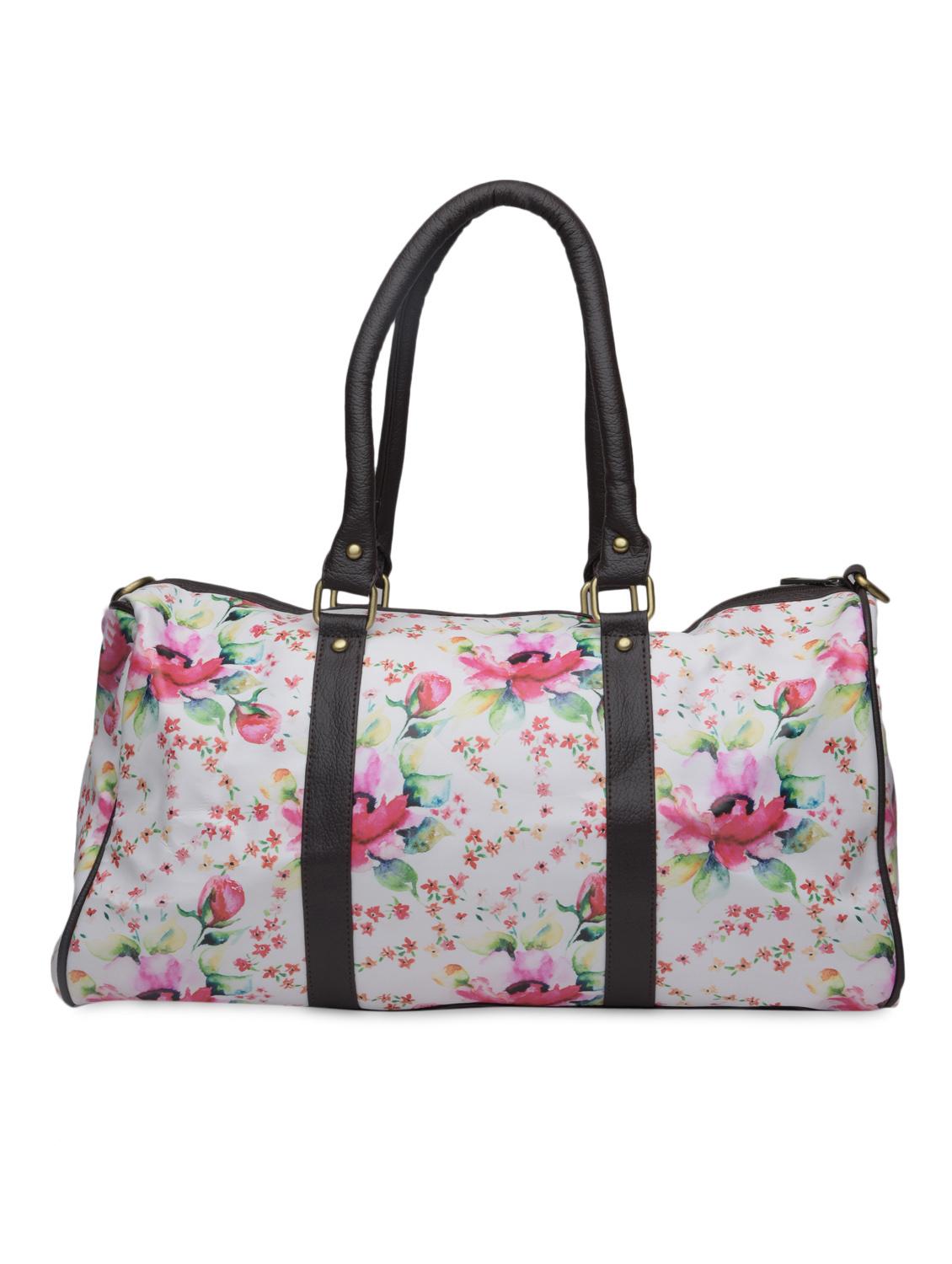 white floral printed faux leather duffel bag - 1290613 - Zoom Image - 3