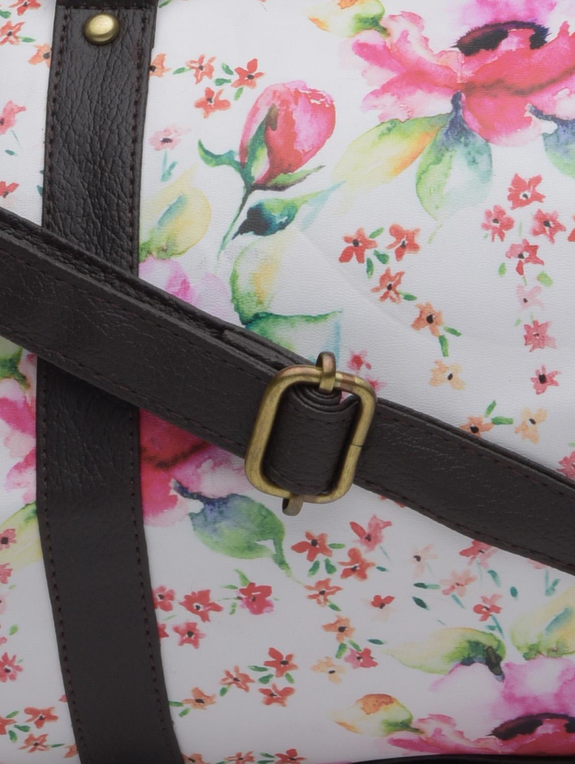 white floral printed faux leather duffel bag - 1290613 - Zoom Image - 5