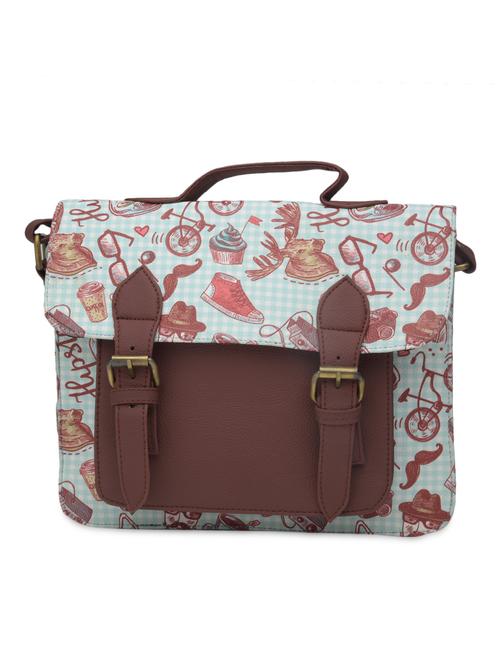 light blue printed faux leather satchel bag - 1290619 - Very Small Image - 1