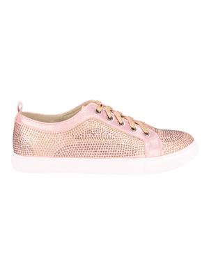 pink leather laceup sneakers - 12906202 - Standard Image - 2