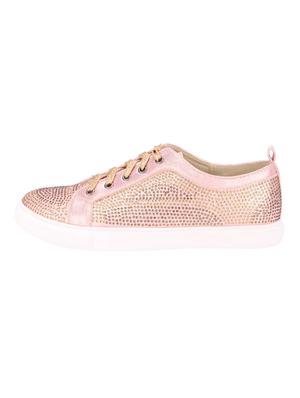 pink leather laceup sneakers - 12906202 - Standard Image - 3