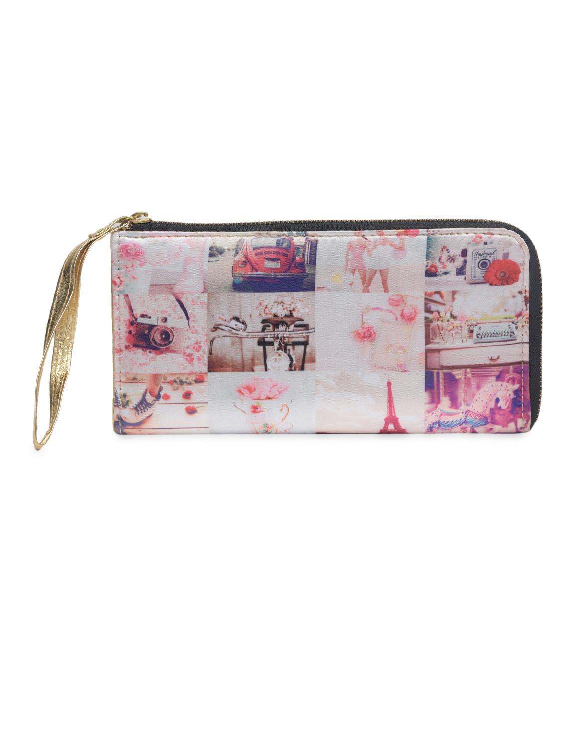 off white printed poly satin wallet - 1290624 - Zoom Image - 1