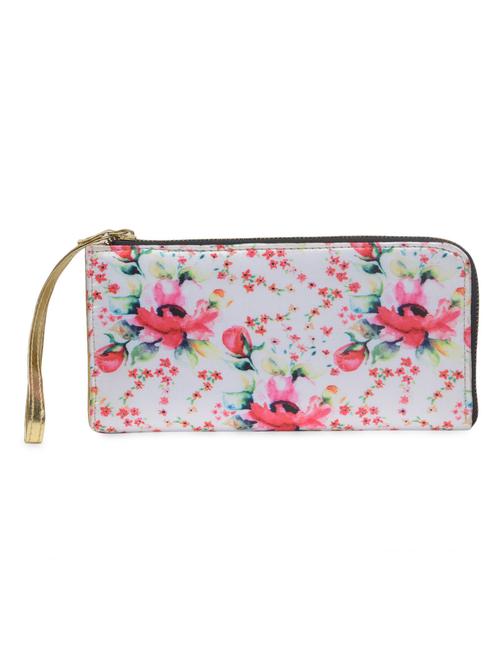 white floral printed poly satin wallet - 1290626 - Standard Image - 1