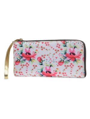 white floral printed poly satin wallet - 1290626 - Standard Image - 2