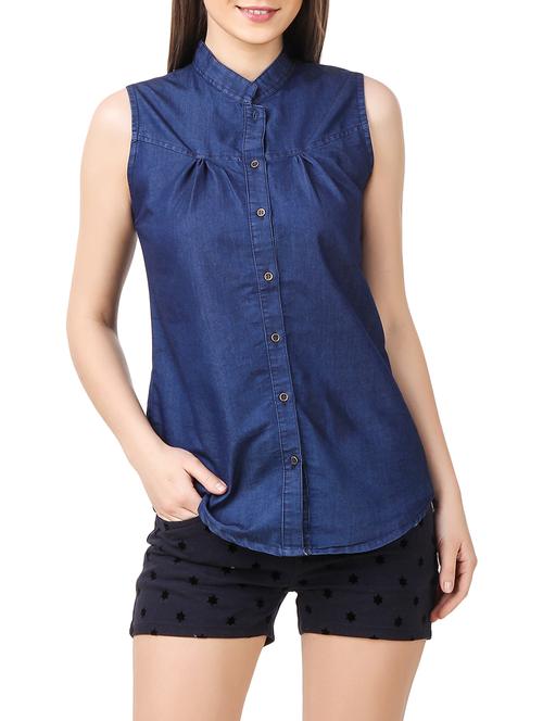 blue denim regular shirt - 12906401 - Very Small Image - 1