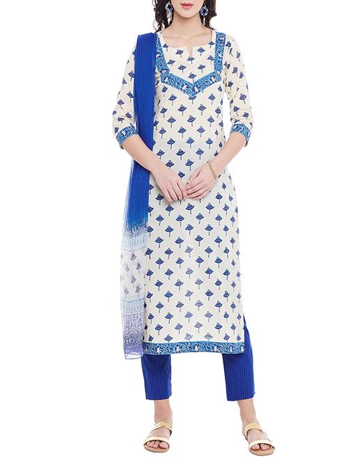 printed unstitched pant suit - 12907228 - Standard Image - 1