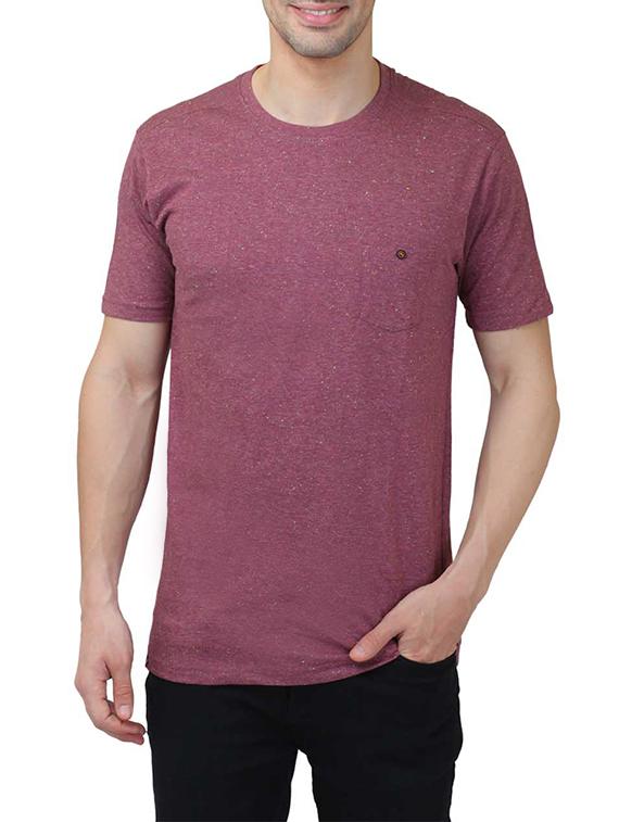 maroon melange t-shirt - 12907528 - Zoom Image - 1