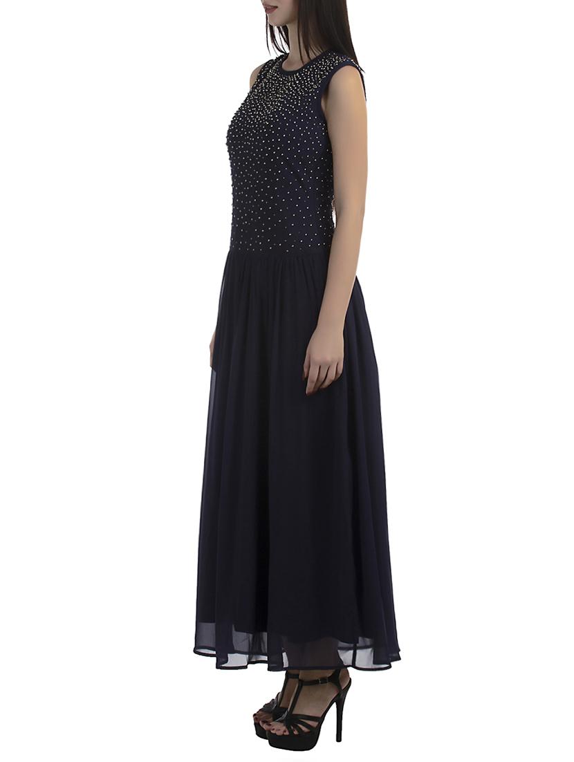 navy blue embellished georgette gown dress - 12908530 - Zoom Image - 2