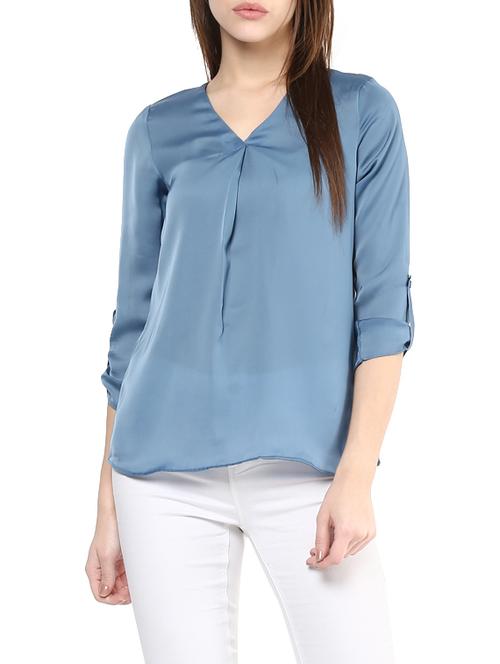 blue viscose regular top - 12912417 - Standard Image - 1