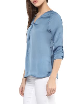 blue viscose regular top - 12912417 - Standard Image - 3
