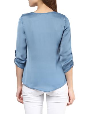 blue viscose regular top - 12912417 - Standard Image - 4