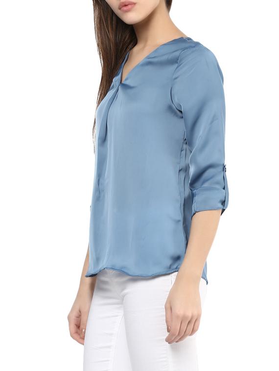blue viscose regular top - 12912417 - Zoom Image - 3