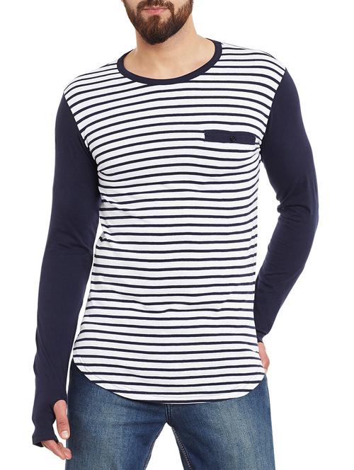 white cotton striped t-shirt - 12914113 - Standard Image - 1