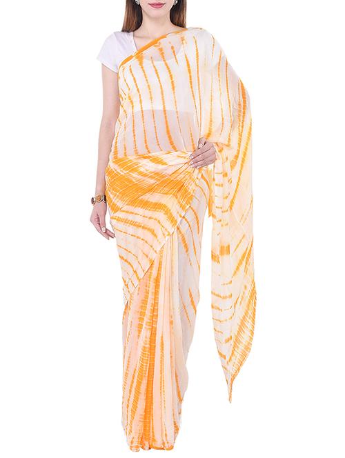 Peach Georgette Printed Saree with blouse - 12917799 - Very Small Image - 1