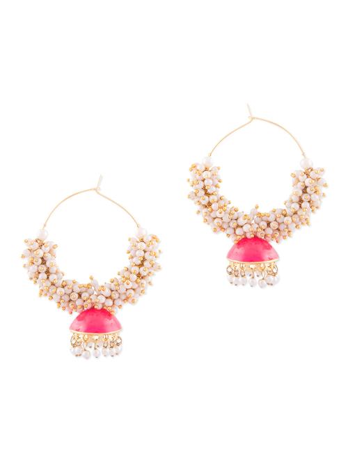 pink metallic hanging jhumki - 1292695 - Standard Image - 1