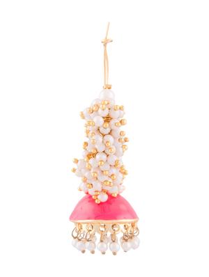 pink metallic hanging jhumki - 1292695 - Standard Image - 2
