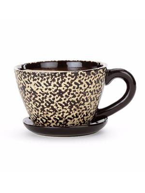 brown ceramic cup n saucer planter - 1292821 - Standard Image - 2