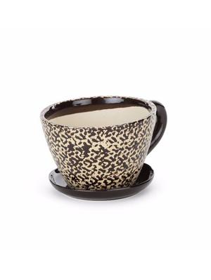 brown ceramic cup n saucer planter - 1292821 - Standard Image - 3