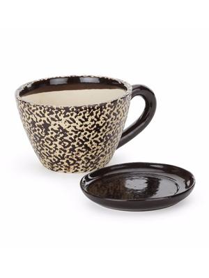brown ceramic cup n saucer planter - 1292821 - Standard Image - 4