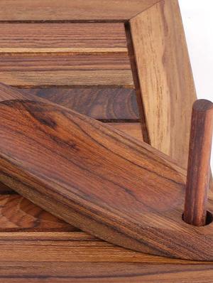 brown wooden engraved brown tissue and tooth pick holder - 1292838 - Standard Image - 4