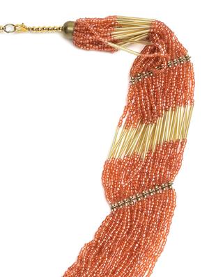 orange and gold long beaded ethnic necklace - 1293008 - Standard Image - 2