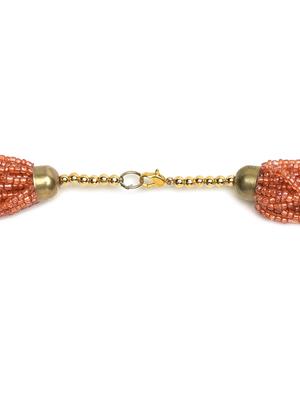 orange and gold long beaded ethnic necklace - 1293008 - Standard Image - 3