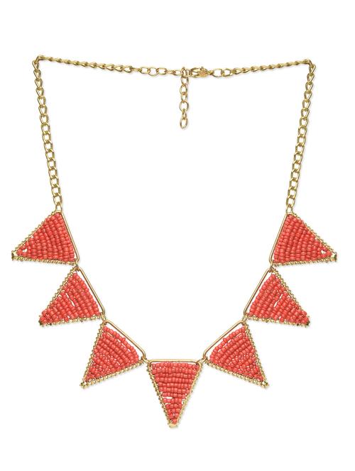 red and gold triangle spike beads necklace - 1293011 - Standard Image - 1