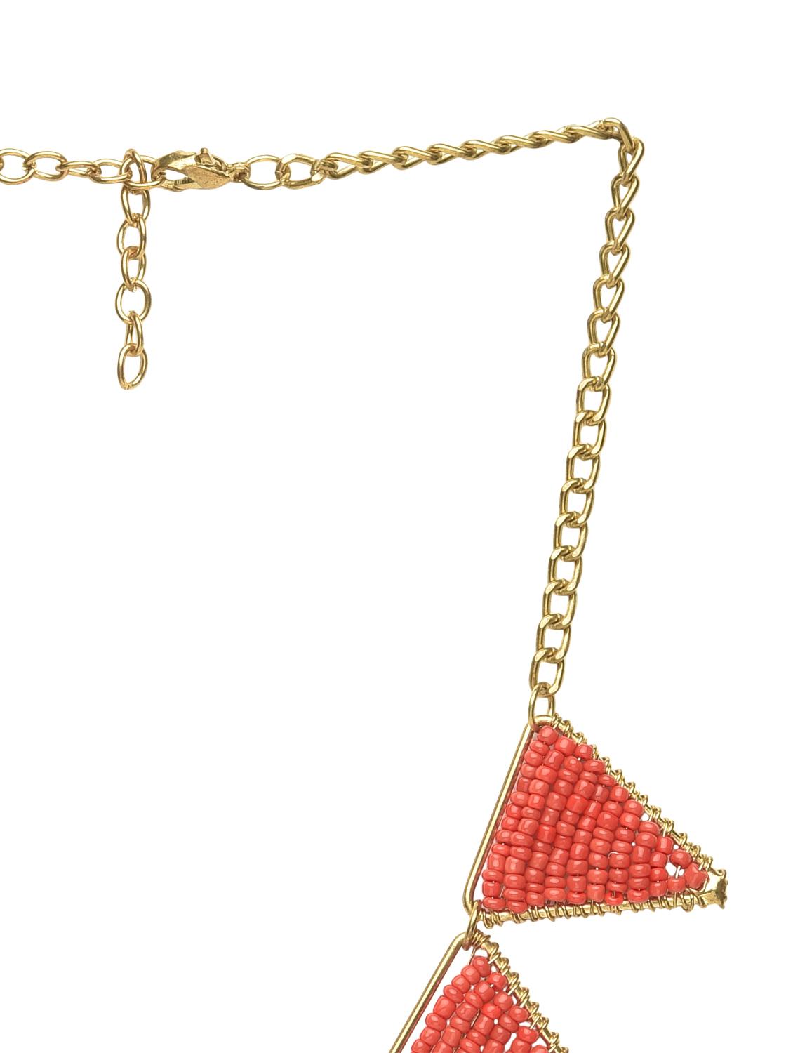 red and gold triangle spike beads necklace - 1293011 - Zoom Image - 2