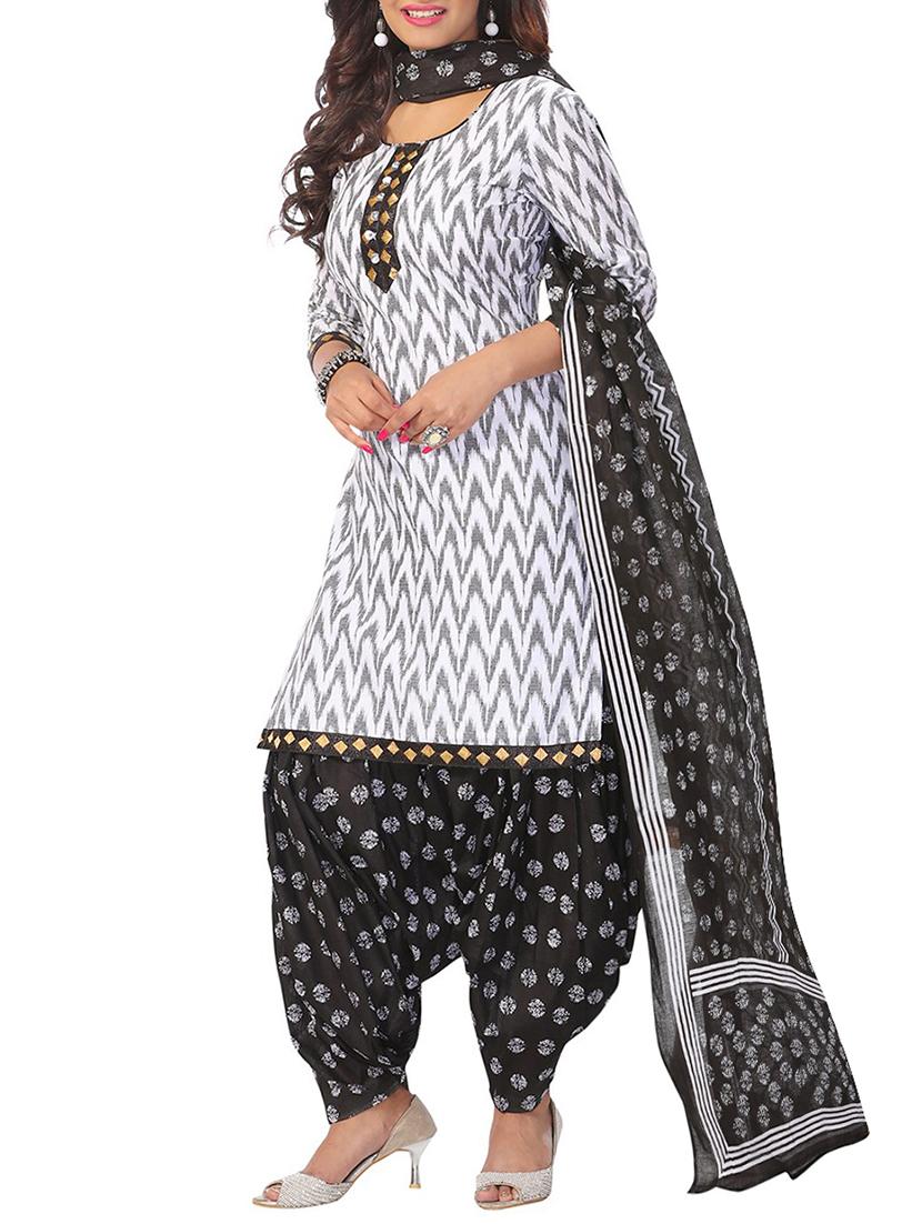 white unstitched patiyala suits - 12933877 - Zoom Image - 1