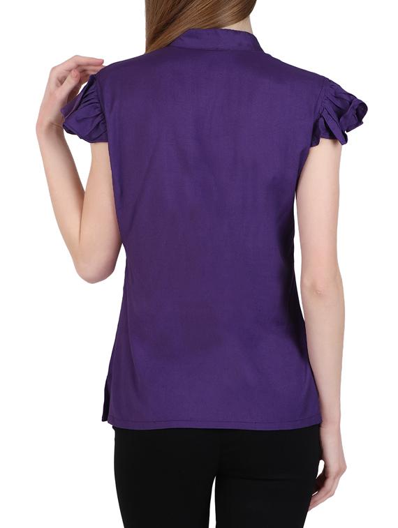 purple viscose regular top - 12934103 - Zoom Image - 3