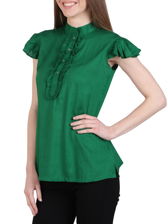 green viscose regular top - 12934106 - Zoom Image - 2