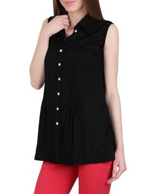 black viscose regular shirt - 12934111 - Standard Image - 3