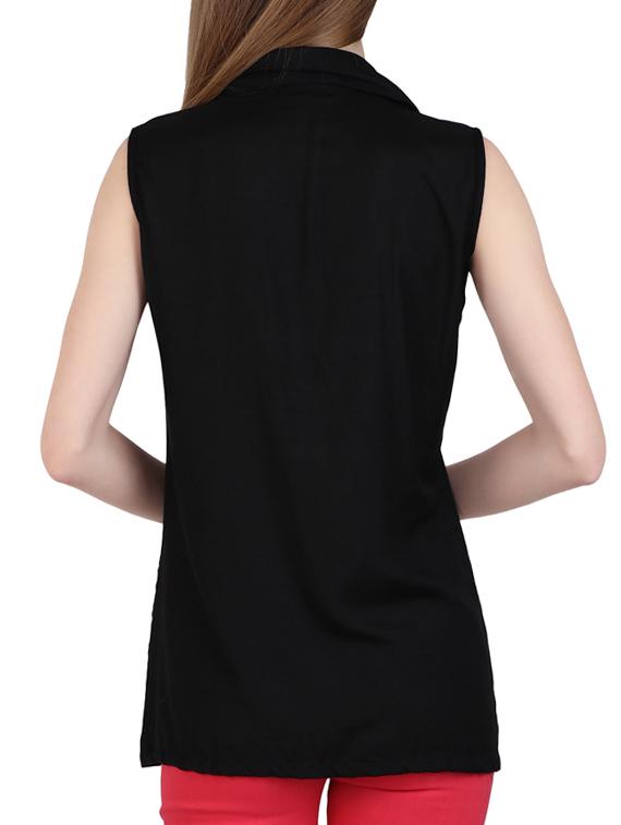 black viscose regular shirt - 12934111 - Zoom Image - 4
