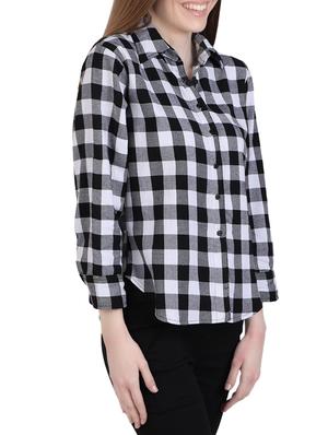 black checkered cotton regular shirt - 12934126 - Standard Image - 2