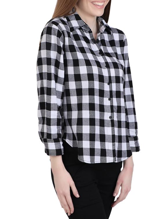 black checkered cotton regular shirt - 12934126 - Zoom Image - 2