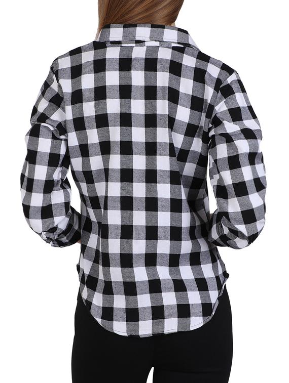 black checkered cotton regular shirt - 12934126 - Zoom Image - 3