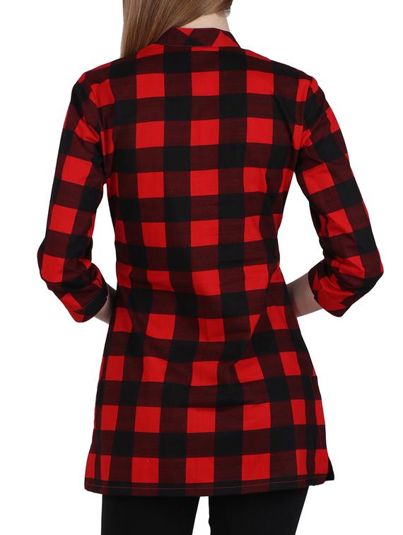 red checkered cotton regular shirt - 12934127 - Zoom Image - 3