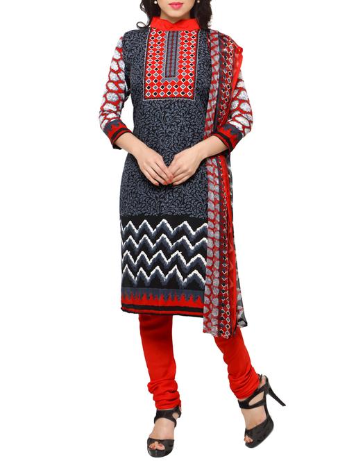 printed unstitched churidaar suit - 12934489 - Standard Image - 1