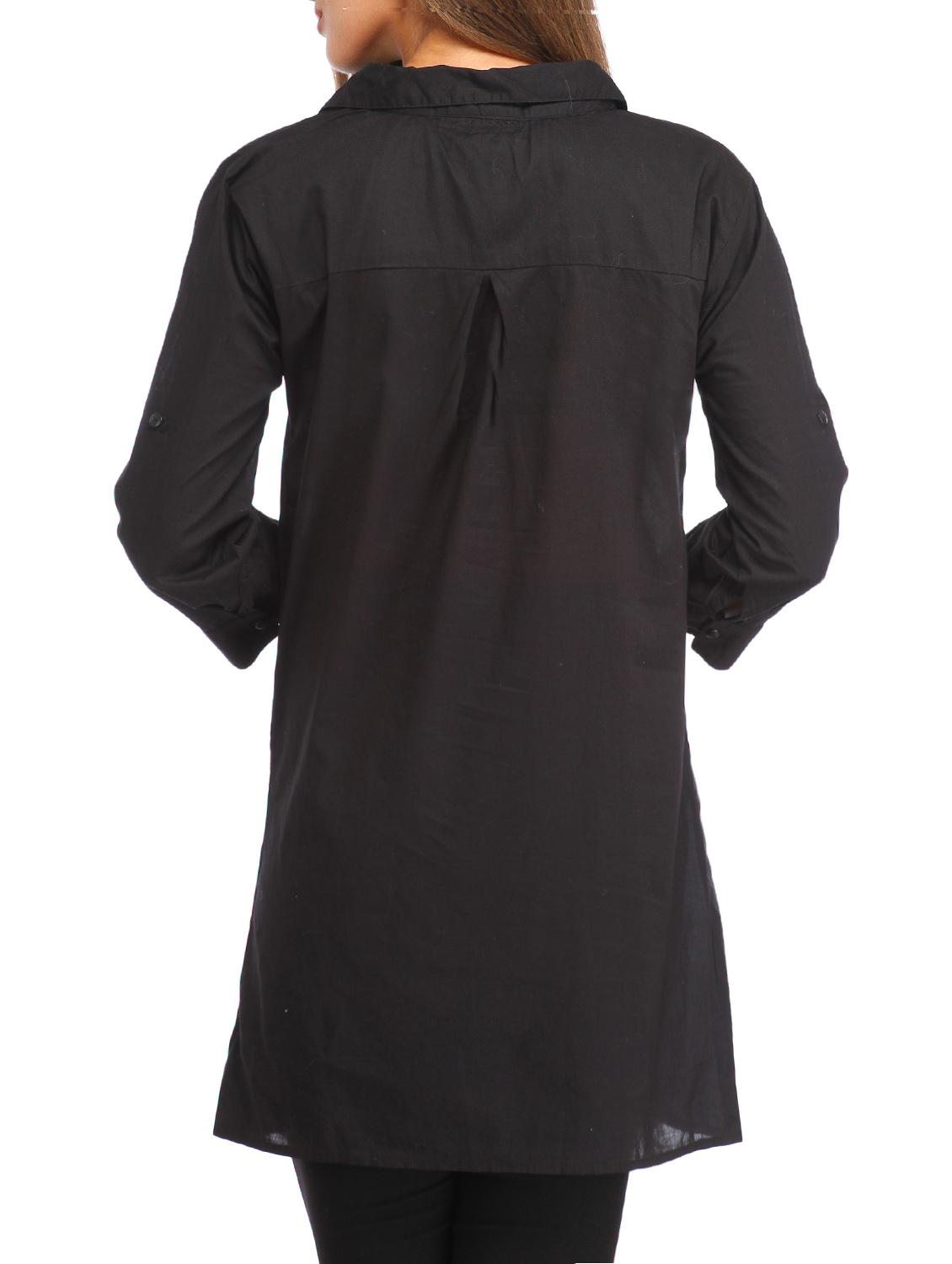 black embellished cotton regular tunic - 12937582 - Zoom Image - 3