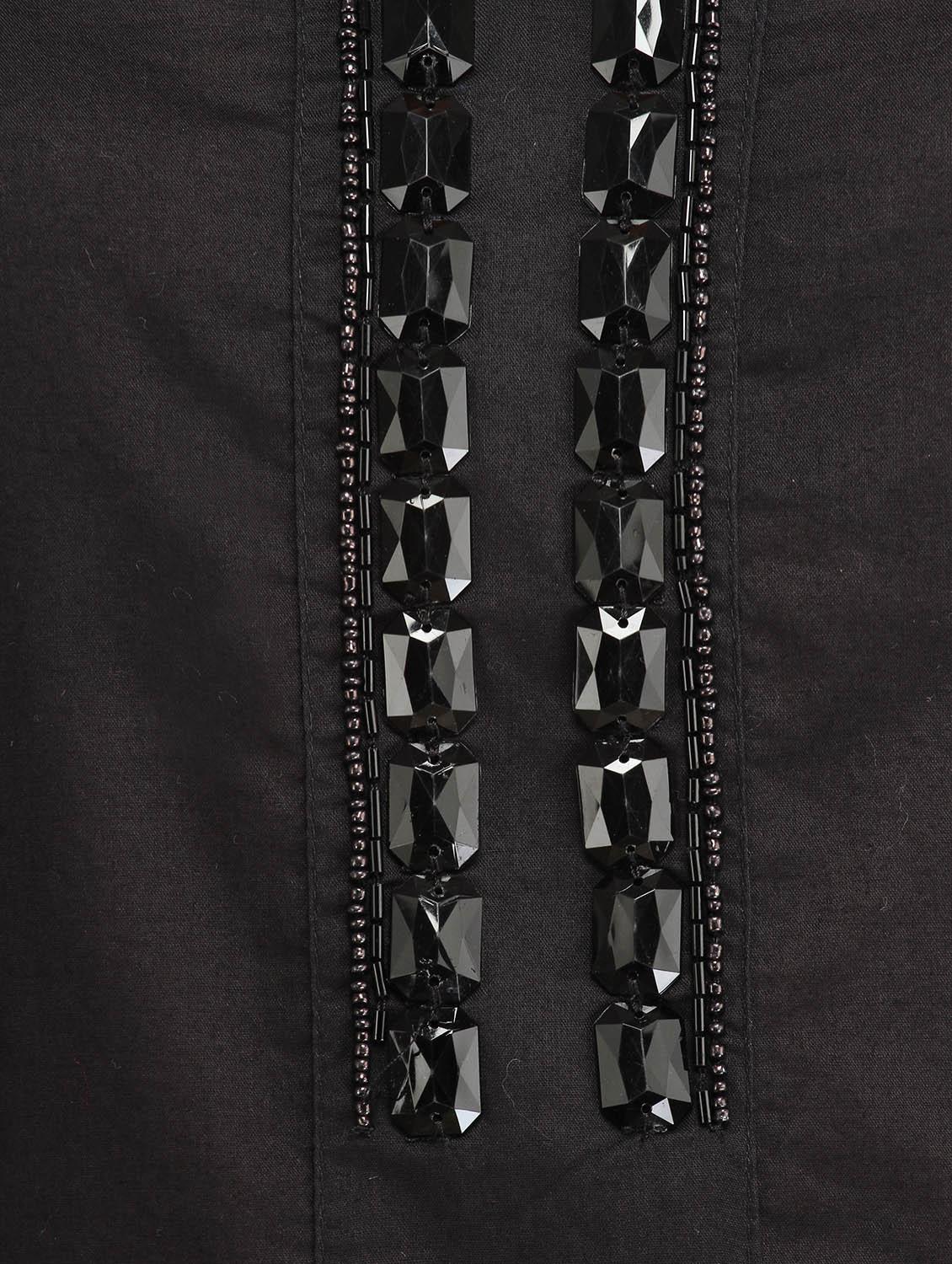 black embellished cotton regular tunic - 12937582 - Zoom Image - 4
