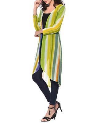 green striped polyester asymmetric shrug - 12943877 - Standard Image - 2