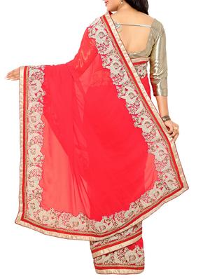 embroidered bordered saree with blouse - 12944194 - Standard Image - 2