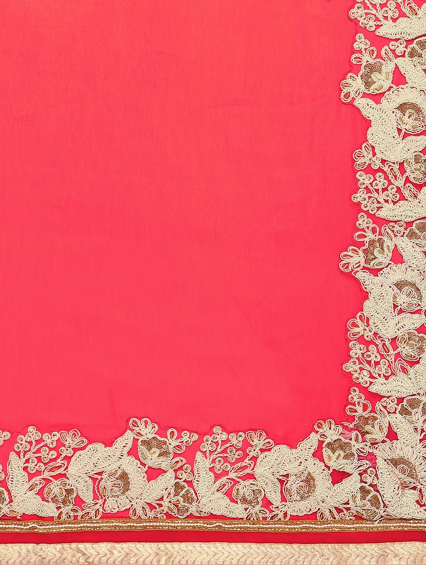 embroidered bordered saree with blouse - 12944194 - Zoom Image - 4