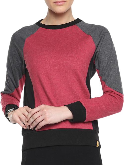 red cotton solid long sleeves sweatshirt - 1294504 - Standard Image - 1