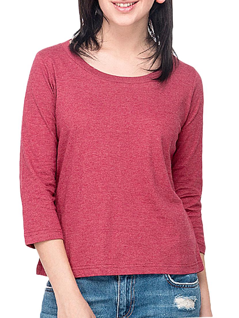 round neck solid melange tee - 1294537 - Zoom Image - 1