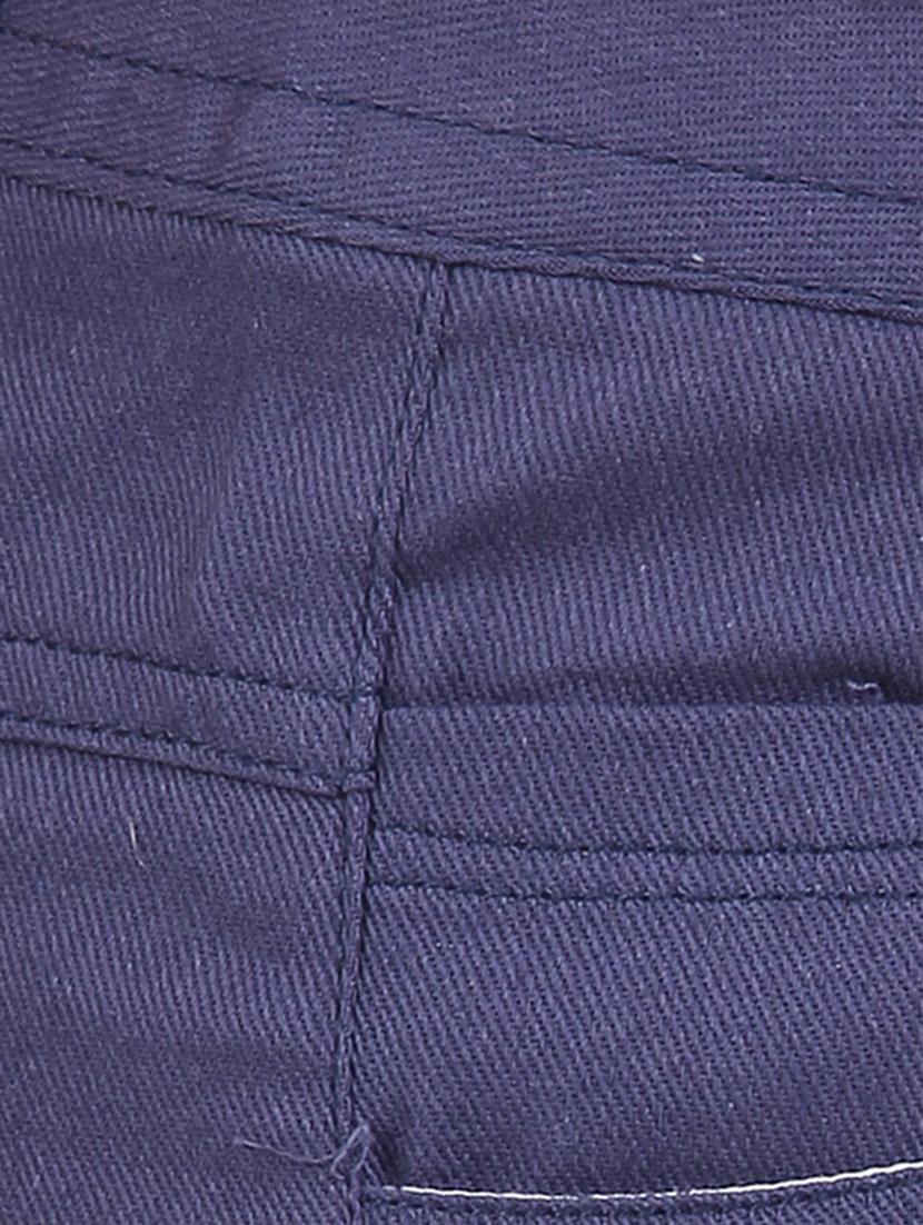 blue cotton solid chino shorts - 1294556 - Zoom Image - 4