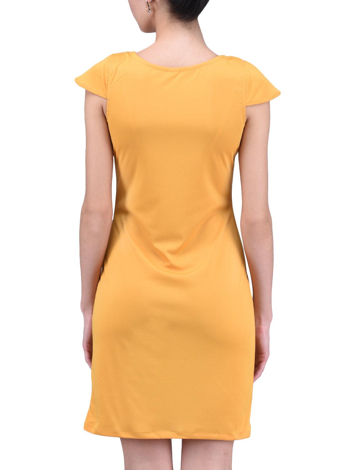 yellow plain spandex knit dress - 1294663 - Zoom Image - 3