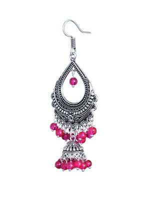 pink silver tone chandbali earrings - 12949699 - Standard Image - 2