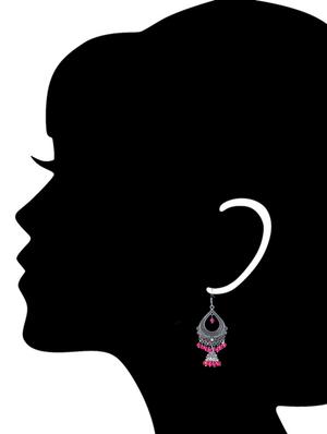 pink silver tone chandbali earrings - 12949699 - Standard Image - 3