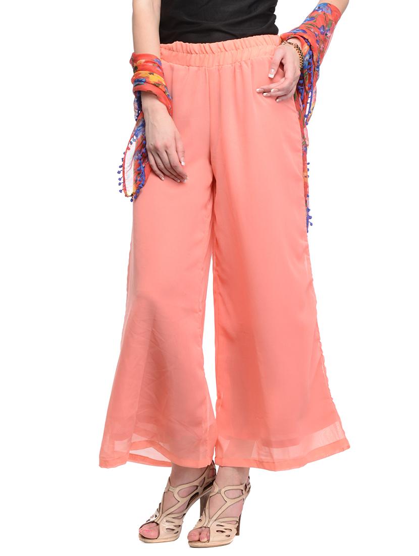 pink georgette palazzos - 12950369 - Zoom Image - 1